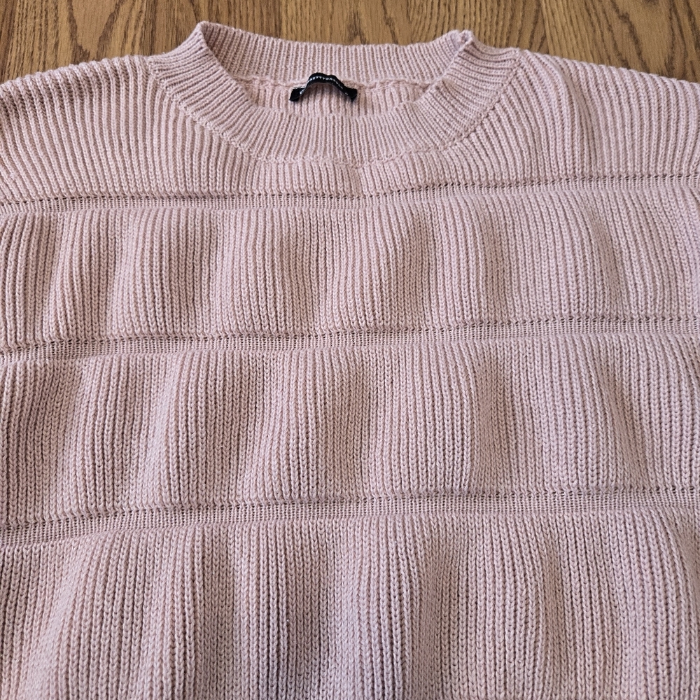 PrettyGarden Elegant Pink Ribbed Sweater Striped Mauve Classic Casual Work S - Picture 8 of 11